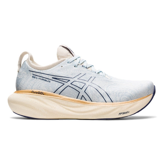Women's Asics Gel-Nimbus 25, SKY/CREAM, 10 B Medium