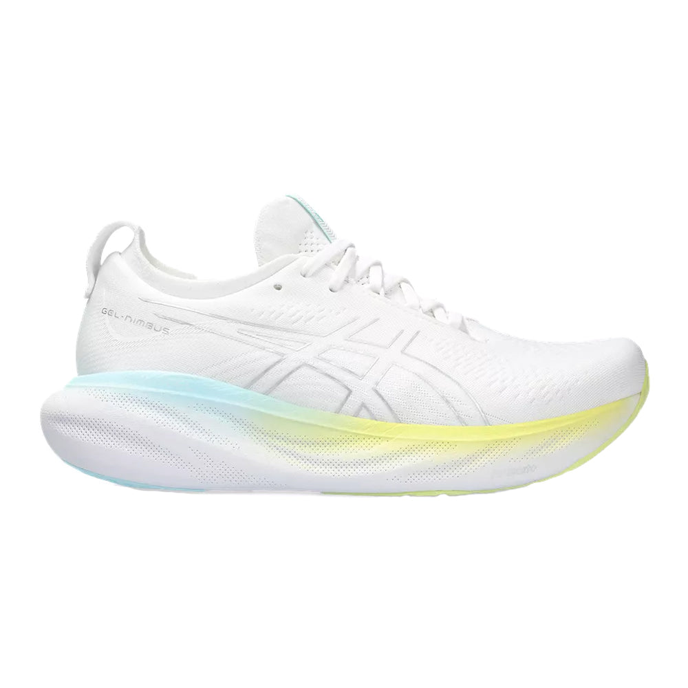 Women's Asics Gel-Nimbus 25, White/Pure Silver, 7 B Medium