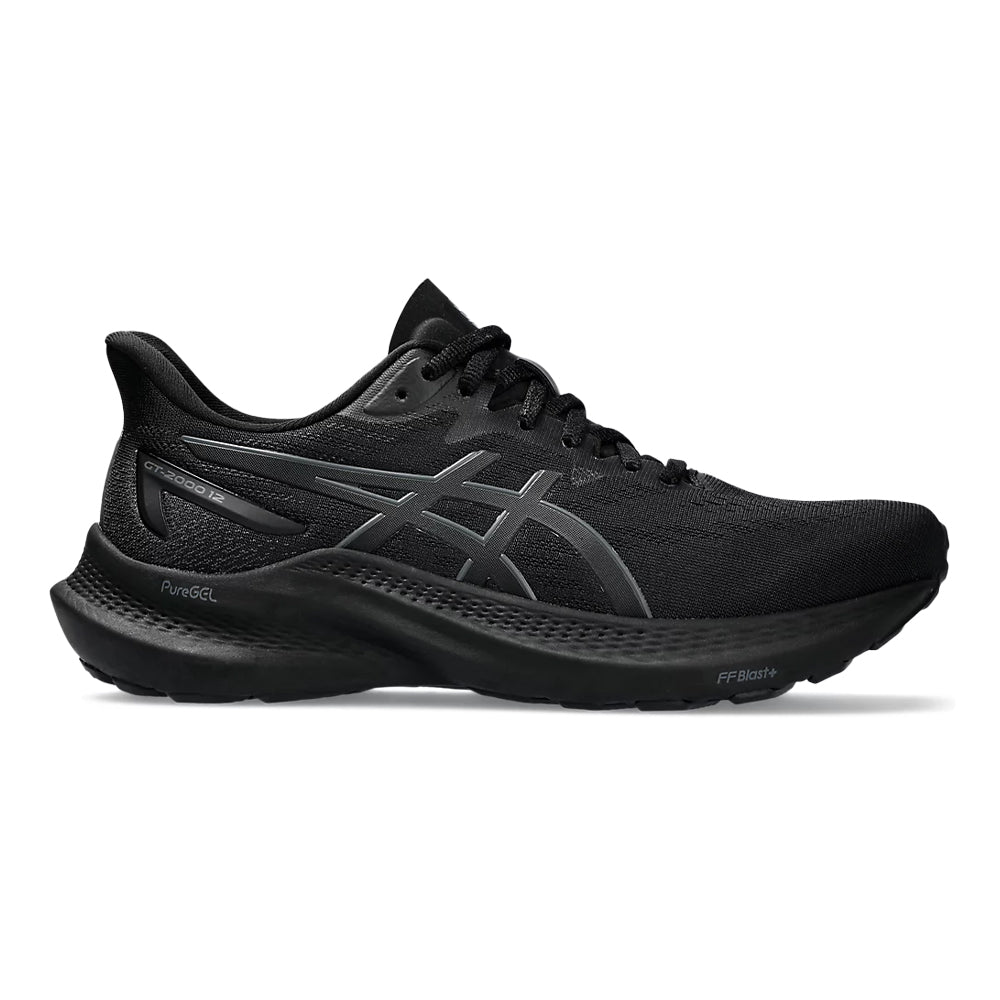 Women's Asics GT-2000 12, Black/Black, 7.5 D Wide