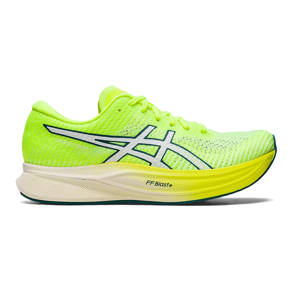 Women's Asics Magic Speed 2, Safety Yellow/White, 10.5 B Medium