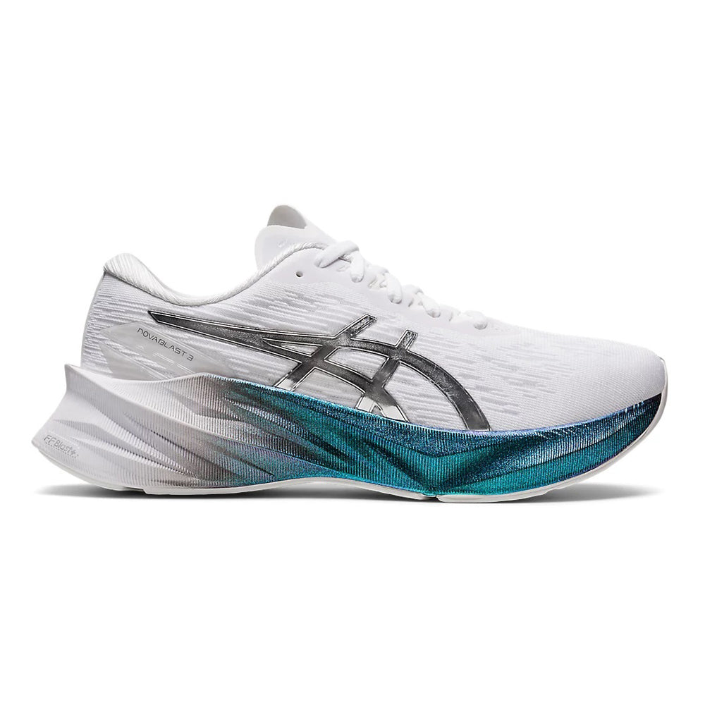 Women's Asics Novablast 3 Platinum, White/Pure Silver, 9 B Medium