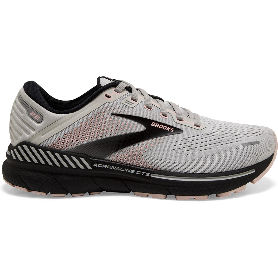 Women's Brooks Adrenaline GTS 22, Grey/Rose/Black, 11 D Wide