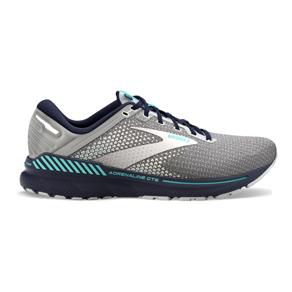 Women's Brooks Adrenaline GTS 22, Grey/Peacoat/Aruba, 9.5 B Medium
