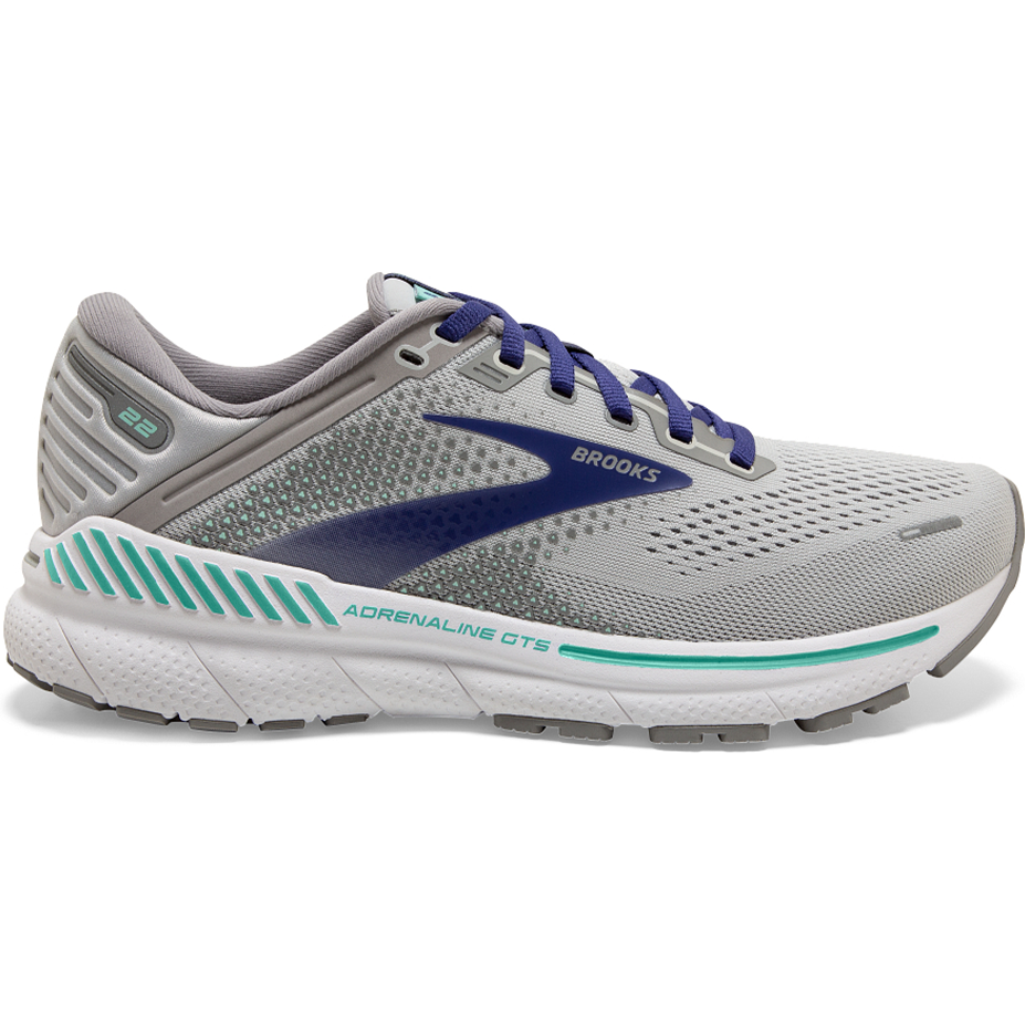 Women's Brooks Adrenaline GTS 22, Alloy/Blue/Green, 7.5 2E Extra Wide