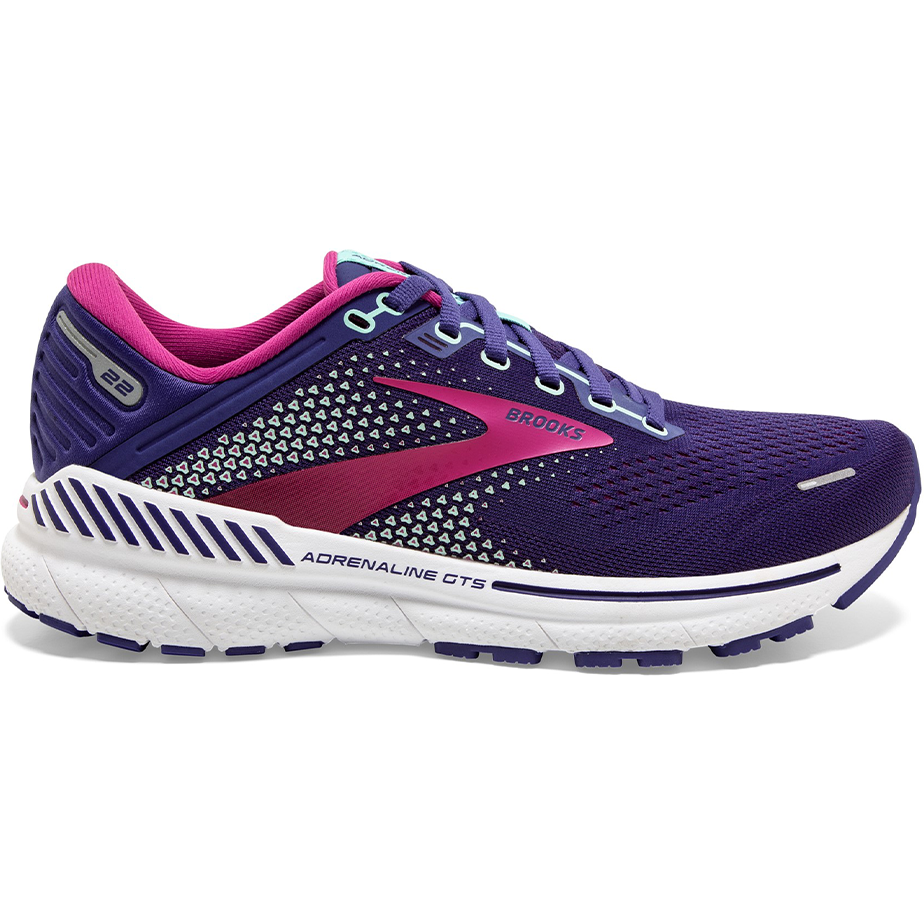 Women's Brooks Adrenaline GTS 22, Navy/Yucca/Pink, 7 B Medium