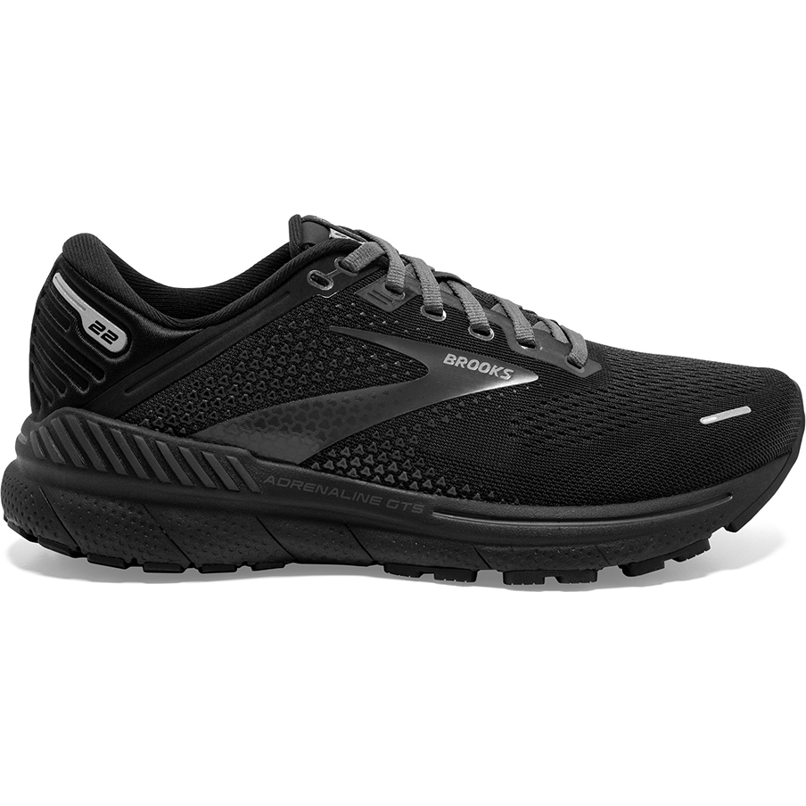 Women's Brooks Adrenaline GTS 22, Black/Black/Ebony, 12 B Medium