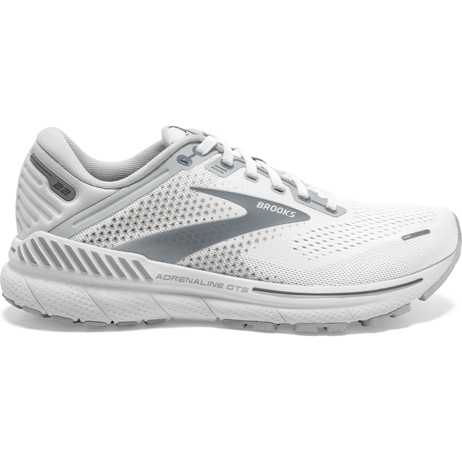 Women's Brooks Adrenaline GTS 22, White/Oyster/Primer Grey, 11 B Medium