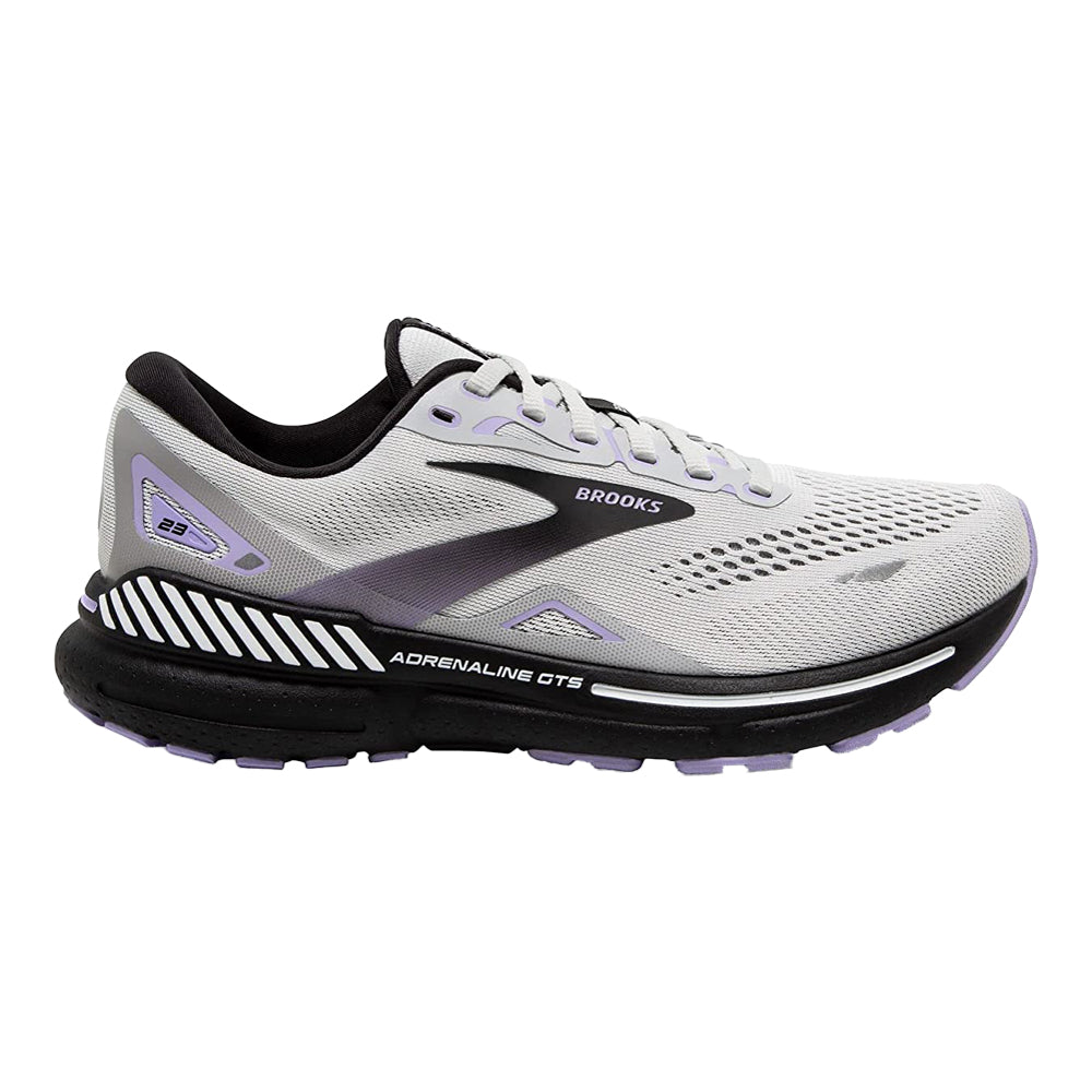 Women's Brooks Adrenaline GTS 23, Grey/Black/Purple, 10 2A Narrow