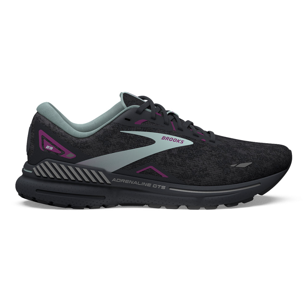 Women's Brooks Adrenaline GTS 23, Black/Light Blue/Purple, 10 B Medium