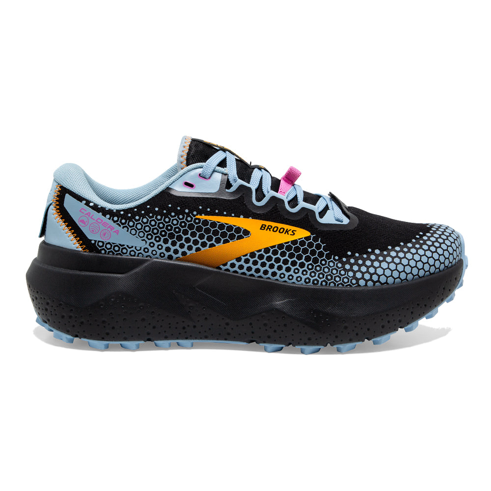Women's Brooks Caldera 6, Black/Blue/Yellow, 11 B Medium