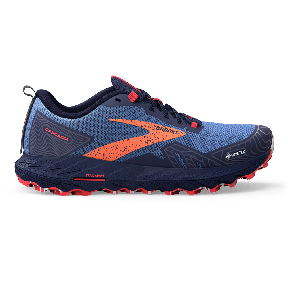 Women's Brooks Cascadia 17 GTX, Navy/Bittersweet/Peacoat, 8 B Medium