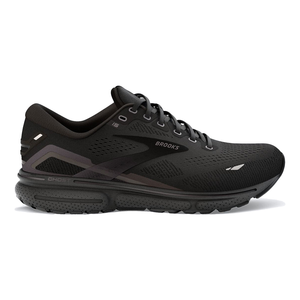 Women's Brooks Ghost 15, Black/Black/Ebony, 10.5 B Medium
