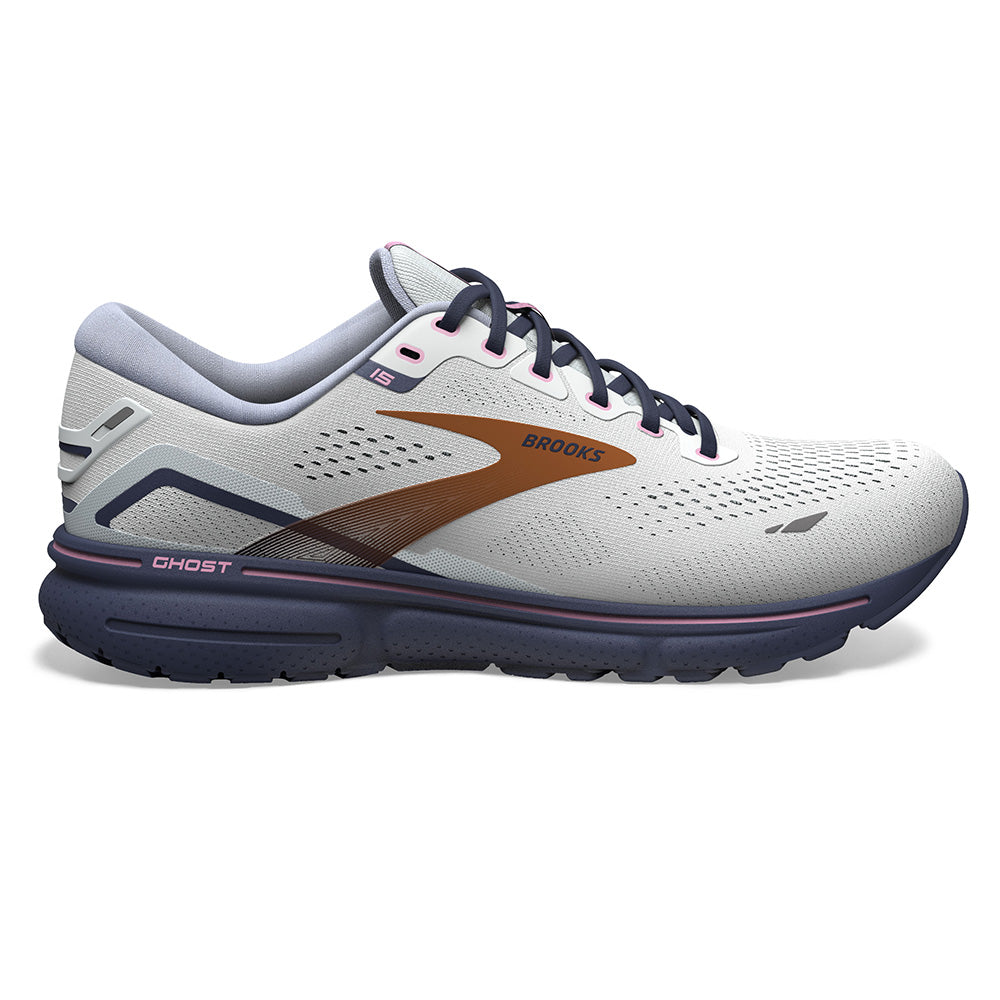 Women's Brooks Ghost 15, Spa Blue/Neo Pink/ Copper, 8 B Medium