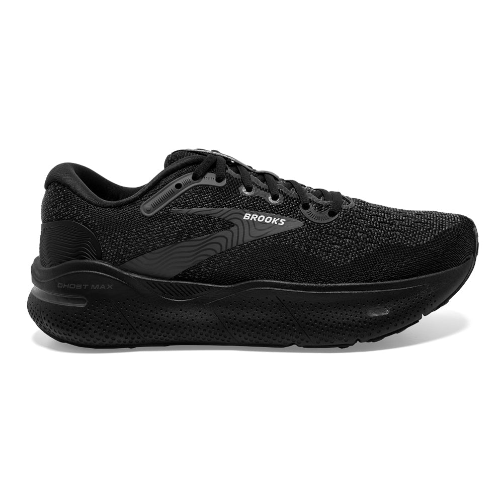 Women's Brooks Ghost Max, Black/Black/Ebony, 7.5 D Wide