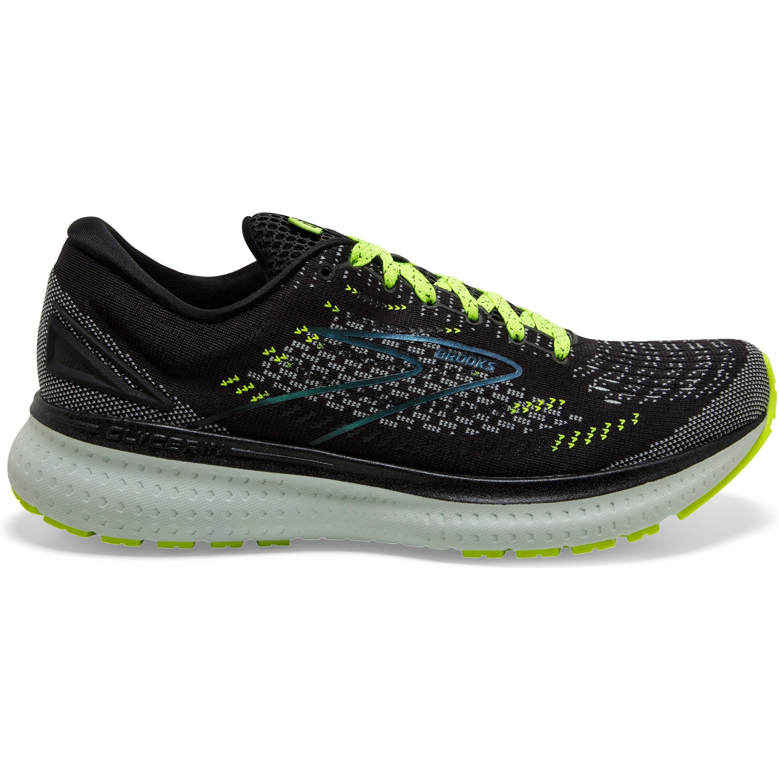 Women's Brooks Glycerin 19, Black/Nightlife/Spa Blue, 7.5 B Medium