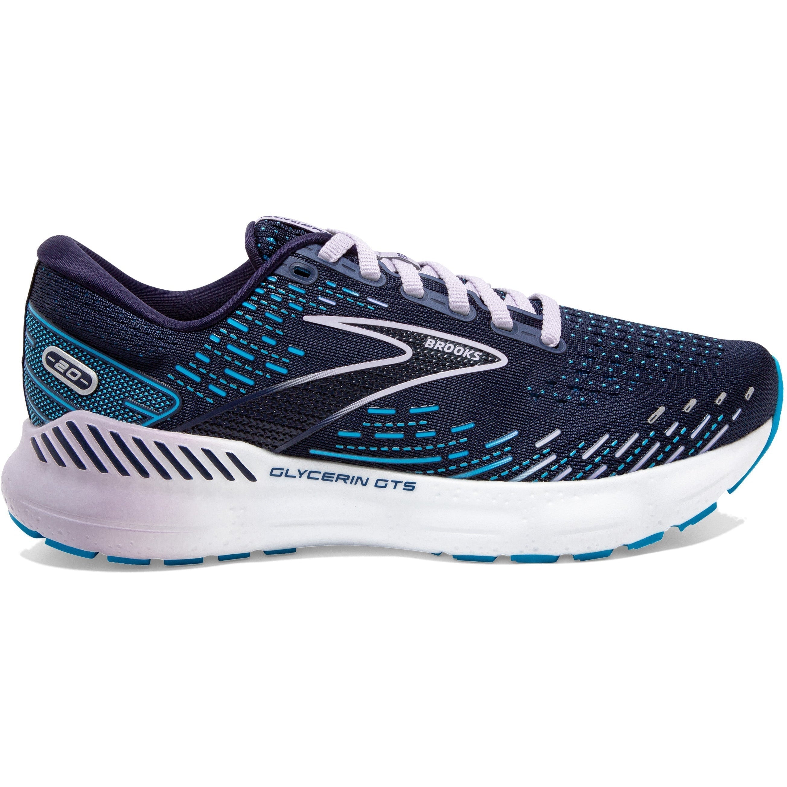 Women's Brooks Glycerin GTS 20, Peacoat/Ocean/Pastel Lilac, 6 B Medium