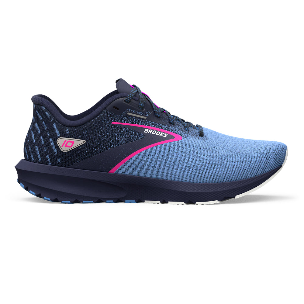 Women's Brooks Launch 10, Peacoat/Marina Blue/Pink Glo, 9 B Medium