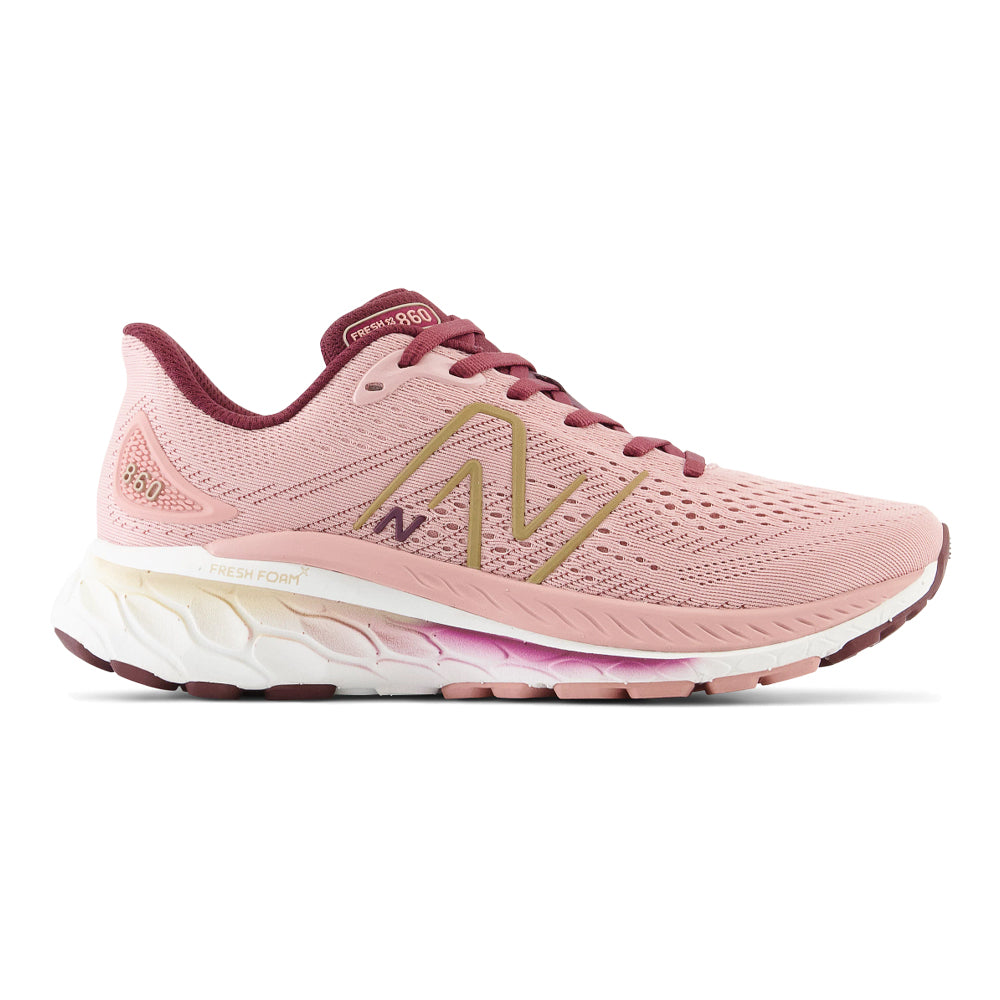 Women's New Balance Fresh Foam X 860v13, Pink Moon/NB Burgundy, 9.5 B Medium