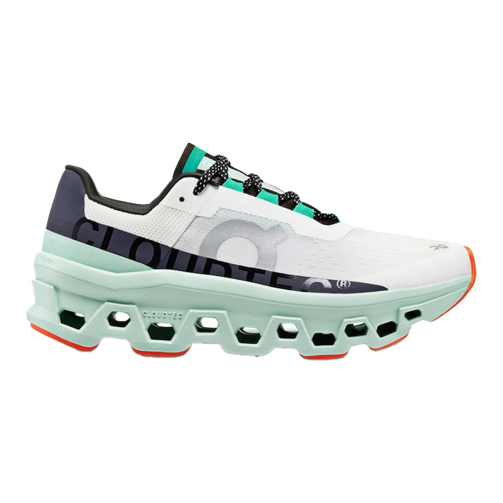 Women's On Cloudmonster, Undyed-White/Creek, 7 B Medium