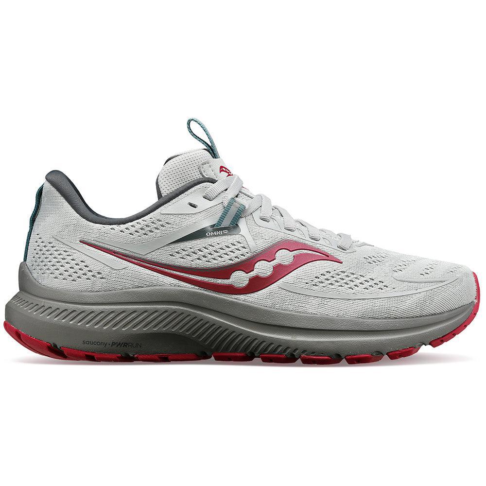 Women's Saucony Omni 21, Concrete/Berry, 9.5 B Medium
