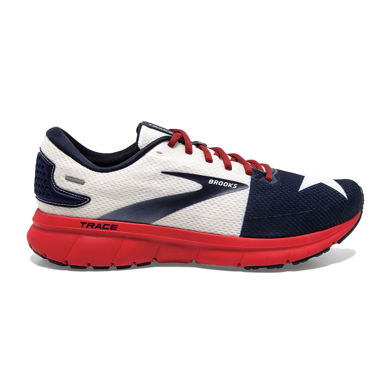 Men's Brooks Trace 2, Red/White/Navy, 7 D Medium