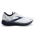 Men's Brooks Ghost 14, White/Grey/Navy, 12 D Medium