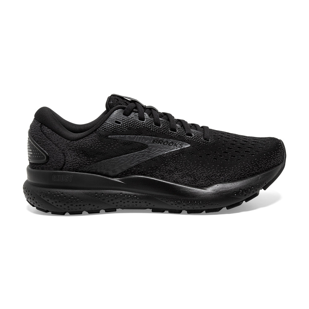 Women's Brooks Ghost 16, Black/Black/Ebony, 8 D Wide