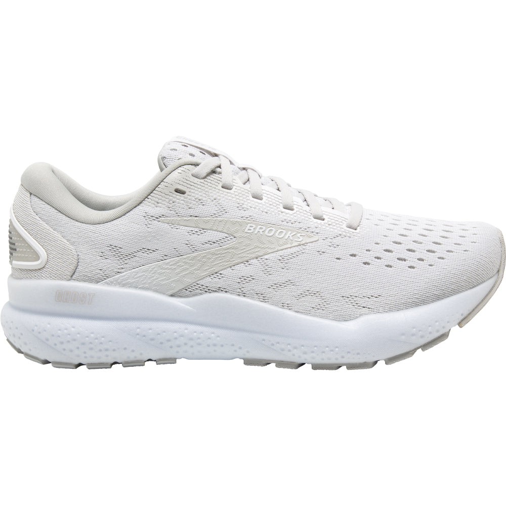 Women's Brooks Ghost 16, White/White/Grey, 10.5 B Medium